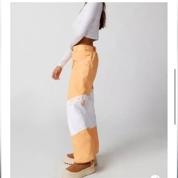 ROXY x CHLOE KIM Woodrose technical snow pants size XL NWT SNOW SKI ORANGE WHITE - Picture 6 of 13